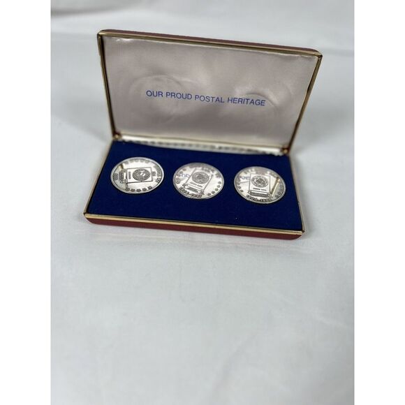 A Medallic Tribute To U.S. Postal History‎  3 Coin Set Stamped.999 - Picture 1 of 16